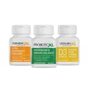 TrioXL - 3 suppléments puissants qui favorisent un système immunitaire fort, comprend TumericXL, VitamineXL D3 et ProbioticXL, booster immunitaire sans gluten, 3-30 comte
