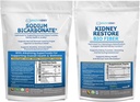 Bicarbonate de sodium biologique Supplément alcalin 1,5 LB & Bio Fibre nettoyant le rein detox 2,5 LBS bundle – soutient la santé rénale, l'acide stomach neutralisant, les superaliments alcalins, le soutien immunitaire, detox