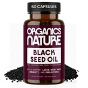 NATURE ORGANIQUE Capsules d'huile de graines noires 1000MG par portion de softgels végétaliens, cheveux, peau et soutien cardiaque, Nigella Sativa - 100% Cold Pressed Cumin Capsules d'huile de graines haute thymoquinone, Omega 3s