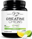 Muscle Feast Creatine Monohydrate Chewables - Vegan & Gluten-Free Creapure Creatine Chews for Men & Women - Delicious Citrus-Flavored Creatine Tablets for Muscle Building - Lemon Lime, 360 Tabs
