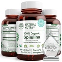 Nutra naturel 100% USDA comprimés de spiruline biologique, aide à maintenir les graisses du corps, favorise la santé du foie, favorise le système immunitaire, aide à améliorer le métabolisme, favorise l'immunité, 300mg, 100 comprimés végétaliens