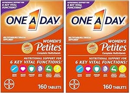 ONE A DAY Women’s Petites Multivitamin,Supplement with Vitamin A, C, D, E and Zinc for Immune Health Support, B Vitamins, Biotin, Folate (as folic Acid) & More,Tablet, 160 Count (Pack of 2)