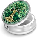 Pille Box-3 Compartment Small Pill Case für Geldbeutel &amp; Tasche Mini Metall Pillenhalter Reisen Pillen Container Nahrungsergänzungsmittel Vitamine BPA-frei (Tree of Life)