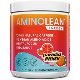 AminoLean Pre Workout Powder, Amino Energy with Vegan BCAA Amino Acids & Natural Caffeine, Preworkout Boost for Men & Women, Paradise Punch