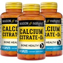 Citrate de calcium naturel MASON plus vitamine D3, 6 mois d'approvisionnement, renforce la fonction musculaire et la santé des os, 3 paquets