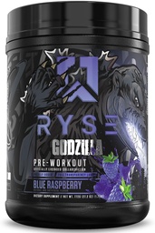 RYSE Godzilla X Noel Deyzel Pre Workout Powder - Blue Raspberry - 400mg Caffeine, High Stim Pre-Workout for Men & Women with Citrulline & Beta Alanine - Energy, Pump & Focus - 20/40 Servings