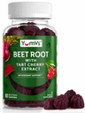 Gommies de racines de betteraves YUM-V avec extrait de cerise de tart - Gommies de betteraves à saveur de berry - Mâches de betteraves pour la circulation du sang et le soutien antioxydant - Gommies de betteraves rouges (Compte Berry 60 (paquet de 1)