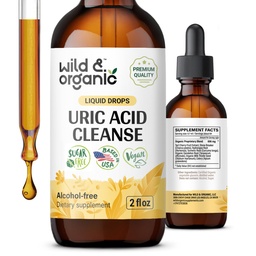 Nettoyer les gouttes d'acide Urique sauvage et biologique - Tart Cherry, Turmeric, Chanca Piedra Stone Breaker Complex pour nettoyer le rein - Uric Acid Support Supplément - Teinture végétalienne, sans sucre et sans alcool - 2 oz