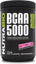 NutraBio BCAA 5000 Powder - Vegan Fermented BCAAs - Unterstützt Lean Muskelwachstum, Erholung, Ausdauer - 60 Servierungen - Wassermelone