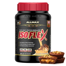 ALLMAX ISOFLEX Pure Whey Isolate Protein Powder - Gluten Free, Low Lactose, Sugar-Free - High-Protein, Clean, Keto-Friendly, Pre Post Workout Supplement, Women and Men | Chocolate Peanut Butter, 2lb