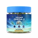 Vegan Omega-3 Gummies with Algae DHA & EPA, Supports Brain & Eye Health, with Lutein, Zeaxanthin, PS & Bacopa, No Fishy Taste, 60 Ct
