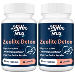 MythoTecq 2300 MG Zeolite Detox Capsules - Activated Charcoal & Bentonite Clay, Highly Absorbable Full Body, Liver & Gut Cleanse, Zeolite Clinoptilolite（180 Capsules）