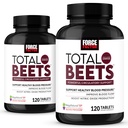 Facteur de force Total de betteraves Supplément à oxyde nitrique avec poudre de racine de betterave, nitrates, extrait de graines de raisin pour la circulation, cardiovasculaire, santé cardiaque, 240 comprimés, 2 paquets