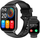 Montres intelligentes RUIMEN pour hommes Femmes (Réponse/Faites des appels, 2 bandes incluses), Smartwatch de 1,8" pour téléphones iOS/Android, Fitness Tracker Heart Rate/Sleep Monitor Montre numérique Imperméable Noir