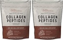 Poudre de peptides de collagène vivant conscient - Poudre de collagène de chocolat - Cheveux, peau, ongles et soutien articulaire - Suppléments de collagène de type I et III pour les femmes et les hommes (2-pack)