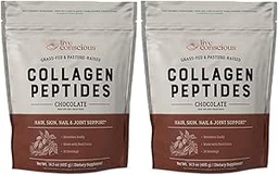 Poudre de peptides de collagène vivant conscient - Poudre de collagène de chocolat - Cheveux, peau, ongles et soutien articulaire - Suppléments de collagène de type I et III pour les femmes et les hommes (2-pack)