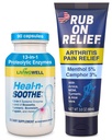 RUB ON RELIEF & HEAL-N-SOOTHE Bundle - Topical Pain Relief Cream for Joints, Knees, Shoulders and Back plus Proteolytic Enzymes for Joint Support for Men and Women - 2-Pack, 3oz Cream & 90 Capsules