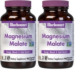 Bluebonnet Nutrition Magnesium Malate Vegetable Capsules - Supports Energy, Muscle & Joint Health - Non-GMO, Vegan, Kosher Certified, Gluten-Free, 90 Count (Pack of 2)