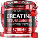 Creatine HCL for Adults 120 Gummies 6200mg - HCL Creatine Advanced Complex with L-Taurine + Vitamin B12 for Men & Women Muscle Strength & Builder, Energy Boost, Pre-Workout & Recovery Supplement