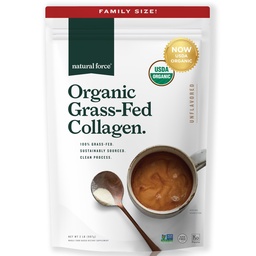 Natural Force Organic Clean Collagen Peptides Powder - USDA Certified Organic & Non-GMO, Keto & Paleo Certified - Hydrolyzed Type I & III Protein Powder with Essential Amino Acids – Unflavored, 32oz