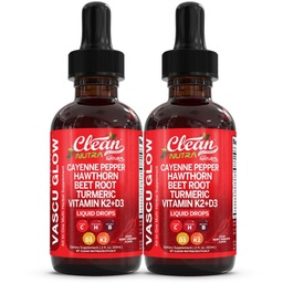 Clean Nutra Cayenne Pepper Drops Supplement Liquid + Hawthorn Berry, Vitamin D3 K2 Beet Root Powder, Ceylon Cinnamon, Turmeric Curcumin, Organic Panax Ginseng, Berberine Extract Organic (2)