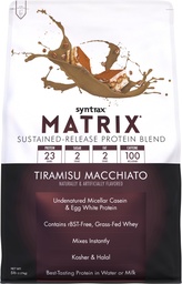 Syntrax Nutrition Matrix - Sustained-Release Protein Blend, Tiramisu Macchiato 5 lbs. 100mg Caffeine | Whey Protein, Micellar Casein, Egg Albumin