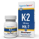 Source supérieure Vitamine K2 MK-7 (Ménaquinone-7) 100 mcg - Supplément de soutien aux os et à la santé - Aides Fonction cardiaque saine - Amies du bariatrique - 60 comprimés de dissolution sublinguals