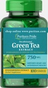 Puritan's Pride Décaffeinated Green Tea Extrait normalisé 750 mg-100 Capsules