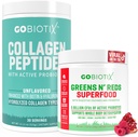 GOBIOTIX Super Greens & Collagen Bundle - Vitality Boost avec Spiruline biologique et soutien à la peau des cheveux - 30 portions chacune