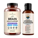 AMANDEAN Premium Cerveau Supplément Santé et Glutathion Liposomique Bundle. Formule triple avec Magnésium L-Thréonate, Lion biologique américain-Grown Mane 6:1 Extrait, et Alpha-GPC.