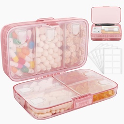 FYY Weekly Pill Organizer with labels,8 Compartiments Voyage quotidien Cas de pilule étanche à l'humidité Grande boîte à pilule pour tenir les vitamines, huile de poisson, suppléments, swab de coton et pansements-puits