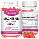 2 Pack Magnesium Glycinate Gummies, High Absorption Magnesium Glycinate Supplements for Relaxation, Sugar Free Chews for Adults & Kids, Relax Mood, Raspberry Flavor, 120 Count