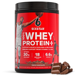 Six Star Whey Protein Powder Plus - Muscle Building & Recovery Formula with Whey Isolate Powder, BCAAs, 30g Protein, Immune Support - Supplément post-entraînement - Triple chocolat, 1,8 lbs