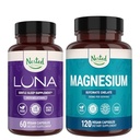 Nested Naturals Luna Sleep Aid & Magnésium Glycinat Chélalate pour le sommeil, la relaxation et la récupération (180 Capsules)