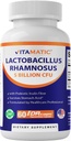 Vitamatic Lactobacillus Rhamnosus 5 Milliarden pro DR-Kapsel (10 Milliarden pro 2 Kapseln) - 60 Count - Advanced Digestive & Immune Support - Hergestellt mit präbiotischer Inulinfaser