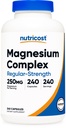 Nutricost Magnésium Complex 250mg, 240 Capsules - Oxyde de magnésium, Citrate et Glycinate - Sans gluten et sans OGM