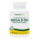 Natures Plus Complexe Mega B-100 - 90 comprimés végétariens à libération prolongée - Energy & Brain Booster - Sans gluten - 90 portions