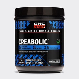 GNC AMP Creabolic - Creatine Monohydrate Powder - High-Potency 5g Creatine with HMB & PeptiStrong - Triple Action Muscle Formula - No Added Sugars - Unflavored - 30 Servings