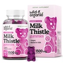 Gommies de chardon de lait sauvage et biologique 1500 mg - Supplément de chardon de lait pour nettoyer le foie Détox - Gommies de silymarin Détox de foie - 30 jours d'approvisionnement - 60 légumes, non-OGM