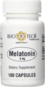 Bio-Tech Pharmacal Mélatonine (5 mg), 100 Capsules – Supplément All-Natural – Soutien Sommeil, cardiovasculaire, immunitaire et santé des os – Pas de laiterie, poisson, gluten, arachide, mollusques, GMOS et soja – Non