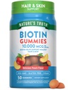 Nature's Truth Biotin Gummies | 10000mcg | 50 Count | Vegan, Non-GMO & Gluten Kostenlose Ergänzung | Peach Flavor