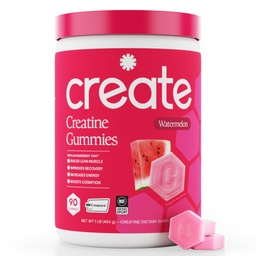 Creatine Monohydrate Gommies pour les hommes et les femmes - Boost Focus, Strength, and Endurance, Anti-Melting Formula, Vegan, Sans gluten, Non-OGM, 1.5 Gram Créatine par Gummy (Watermelon, 90 ct)