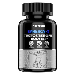 Synergy-T Testosterone Booster Supplement for Men, Total Male Performance, Liposomal Absorption System, 100% Transparency with Ashwagandha, DIM, Turkesterone, Zinc & Tongkat Ali, 45 Count