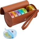 FGcase Weekly Pill Organizer 2 Mal pro Tag Große 7 Tage Regenbogen Pille Box mit Brown PU Leder Case Tragbare Reise Medikamente Container AM PM Pille Box für Vitamine, Fischöle, Medizin, Beilagen