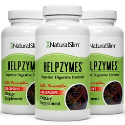 NaturalSlim Helpzymes Digestive Enzymes for Women & Men, Essential Enzymes for Digestion, Gut Health & Gas Bloating Relief with Bromelain, Ox Bile, Pancreatin & Betaine HCL, 100 Capsules – 3 Pack
