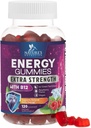 Gommies d'énergie 1000mcg - avec vitamine B12, soutien de caféine naturelle de thé vert, Gommies d'énergie quotidienne - Delicious Berry Flavor B12 Supplément d'exercice à croquer pour la course à vélo et les sports - 120 Chews