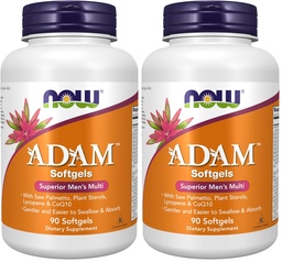 Now Supplements, ADAM™ Men's Multivitamin with Saw Palmetto, Plant Sterols, Lycopene & CoQ10, 90 Softgels, (Pack of 2)