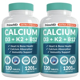 4-in-1 Calcium 1200 mg with Vitamin D3 K2 - Extra Strength Calcium Supplements for Women & Men with D3 K2 Vitamin 5000 IU - Everyday Vitality Supplement - Vegan-Friendly, Gluten-Free, Non-GMO (240ct)