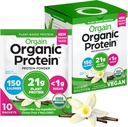 Orgaine en poudre de protéines végétales organiques, Vanilla Bean - 21g Protéines végétales, 5g fibre prébiotique, faible teneur en glucides, sans ingrédients de lactose, sans sucre ajouté, non-OGM, pour Shakes & Smoothies, 10 packs de voyage
