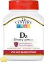 21e siècle D3 2000 UI Softgels, 250 comtes